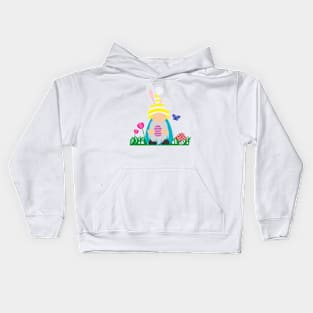 Easter Gnome Yellow Hat in a Garden Kids Hoodie